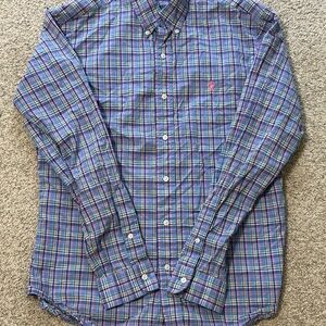 Ralph Lauren Blue and Pink Casual Button Down Shirt